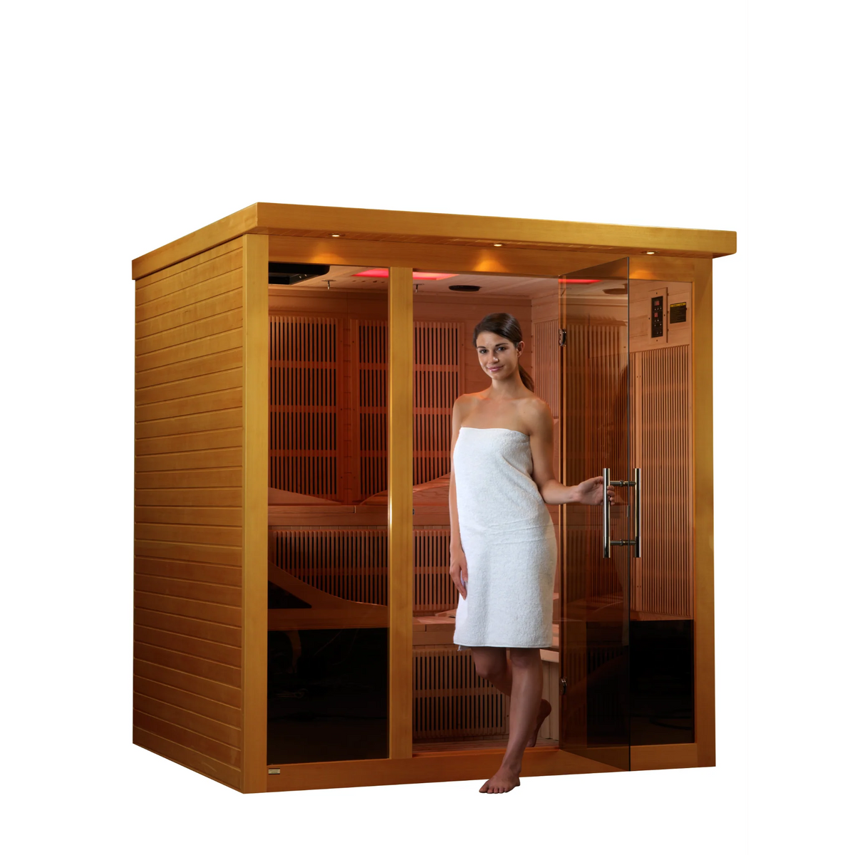 Dynamic Monaco Elite 6 Person Ultra Low EMF Infrared Sauna (3–5MG) with 15 Heaters, Chromotherapy, Bluetooth & Canadian Hemlock – DYN-6996-01 Elite