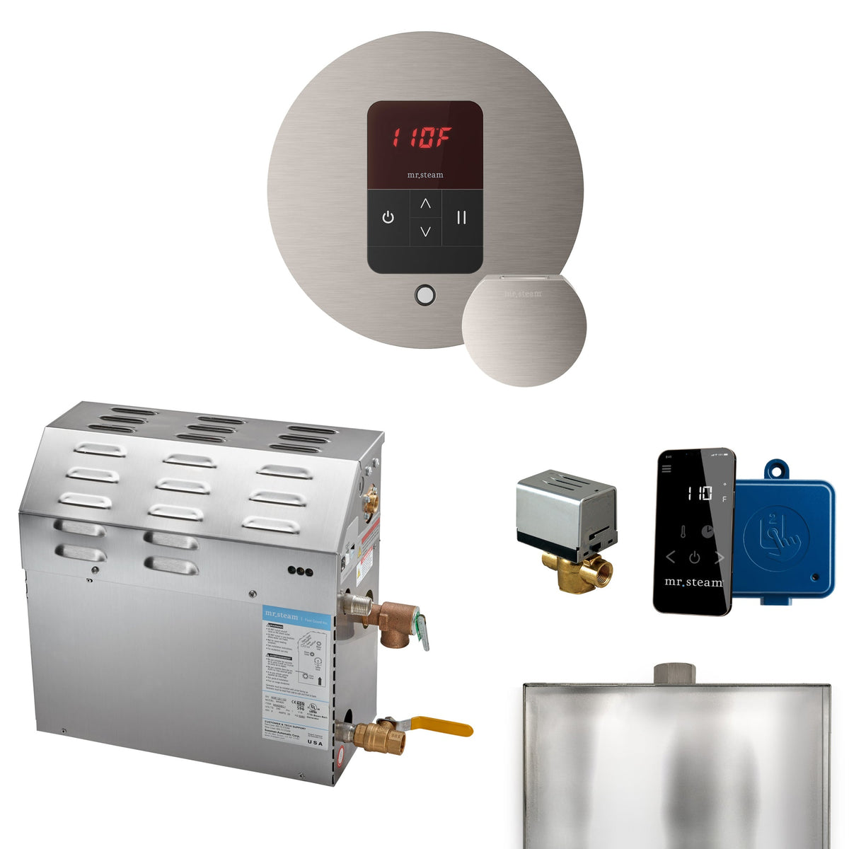 Mr. Steam Super Steam Shower Generator Package – 10, 12 or 15kW 240V with iTempo Control, Designer Steamhead, AutoFlush & SteamLinx