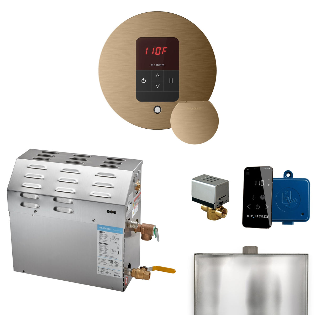 Mr. Steam Super Steam Shower Generator Package – 10, 12 or 15kW 240V with iTempo Control, Designer Steamhead, AutoFlush & SteamLinx