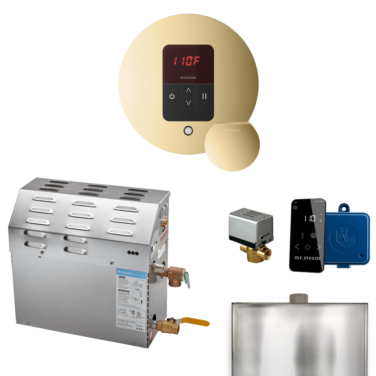 Mr. Steam Super Steam Shower Generator Package – 10, 12 or 15kW 240V with iTempo Control, Designer Steamhead, AutoFlush & SteamLinx