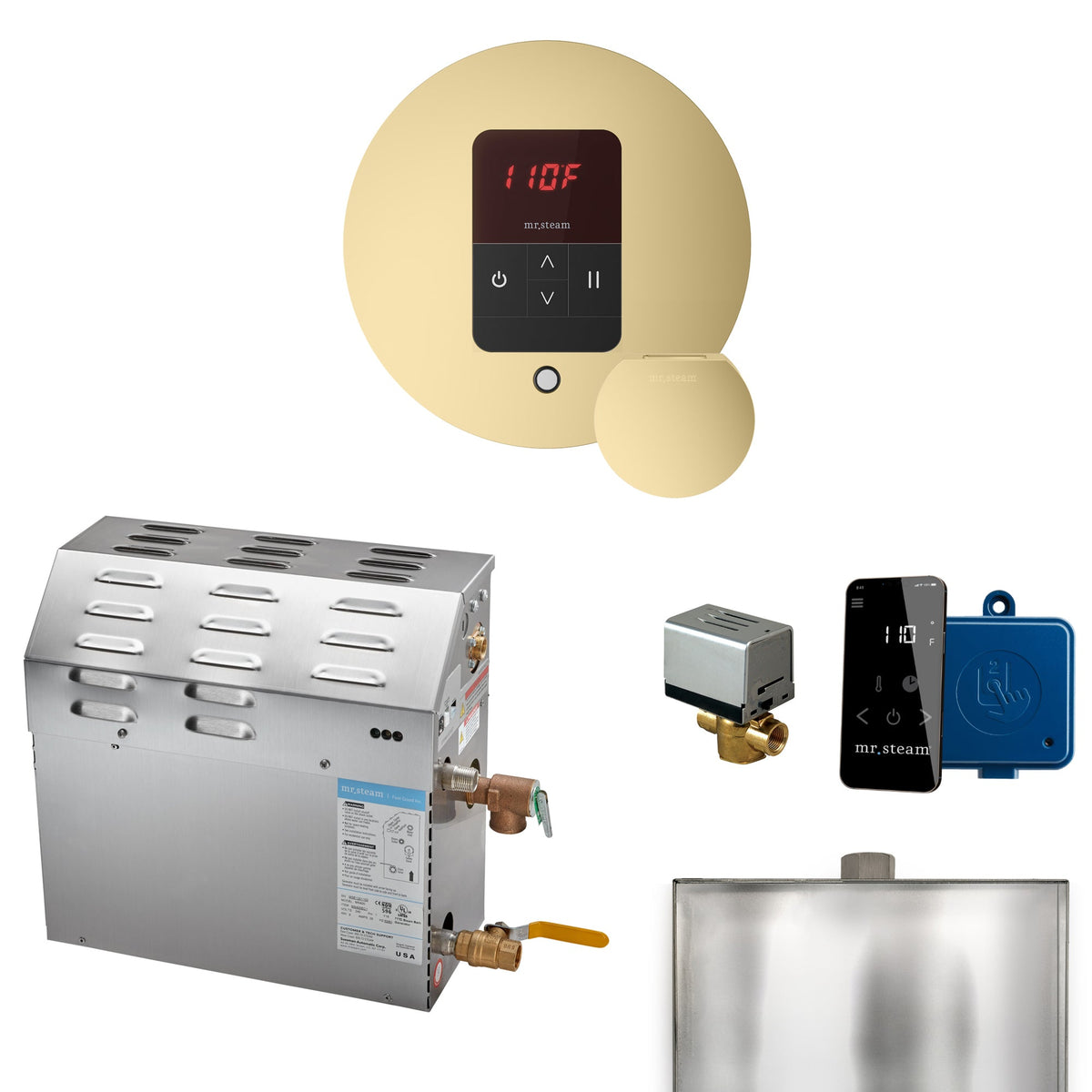 Mr. Steam Super Steam Shower Generator Package – 10, 12 or 15kW 240V with iTempo Control, Designer Steamhead, AutoFlush & SteamLinx