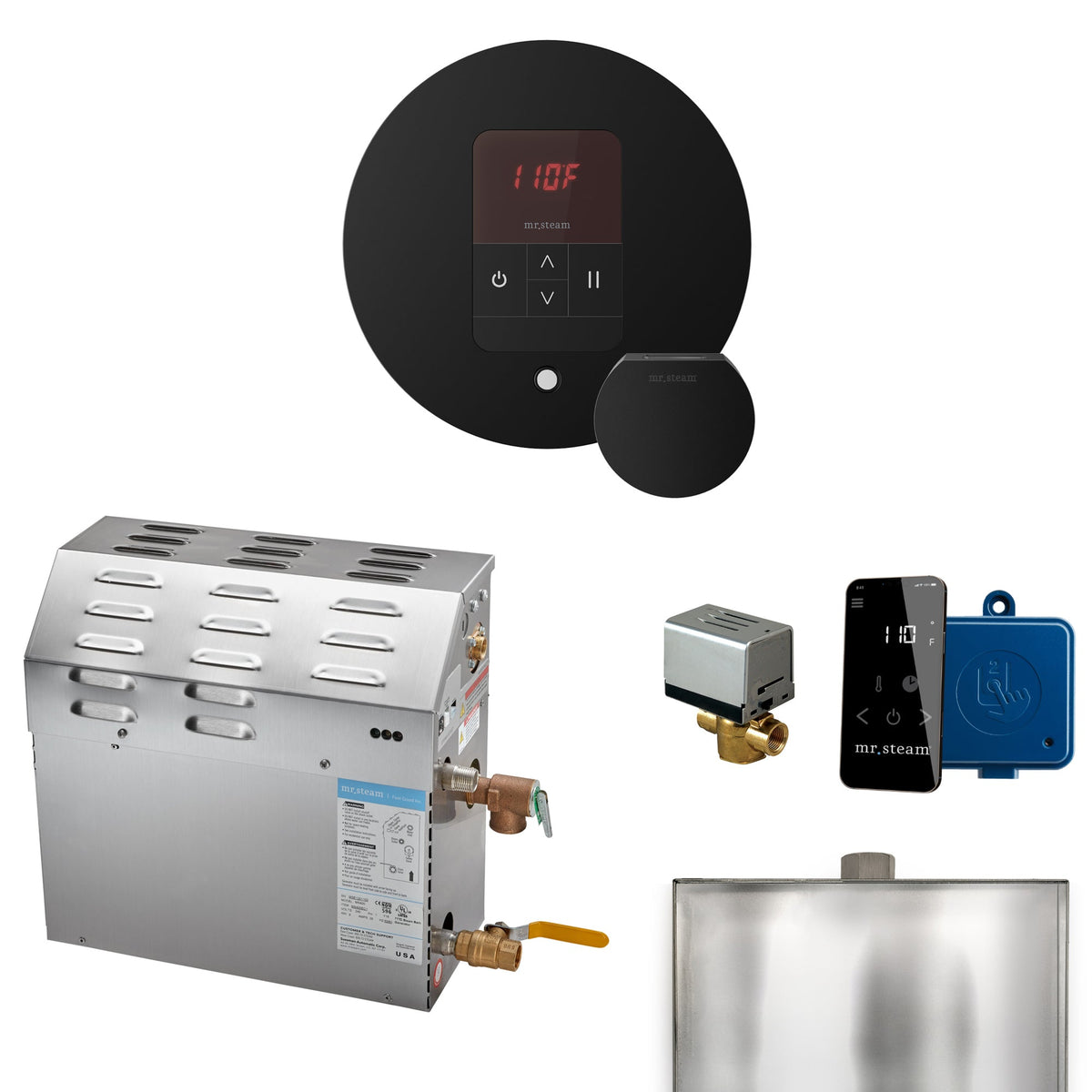 Mr. Steam Super Steam Shower Generator Package – 10, 12 or 15kW 240V with iTempo Control, Designer Steamhead, AutoFlush & SteamLinx