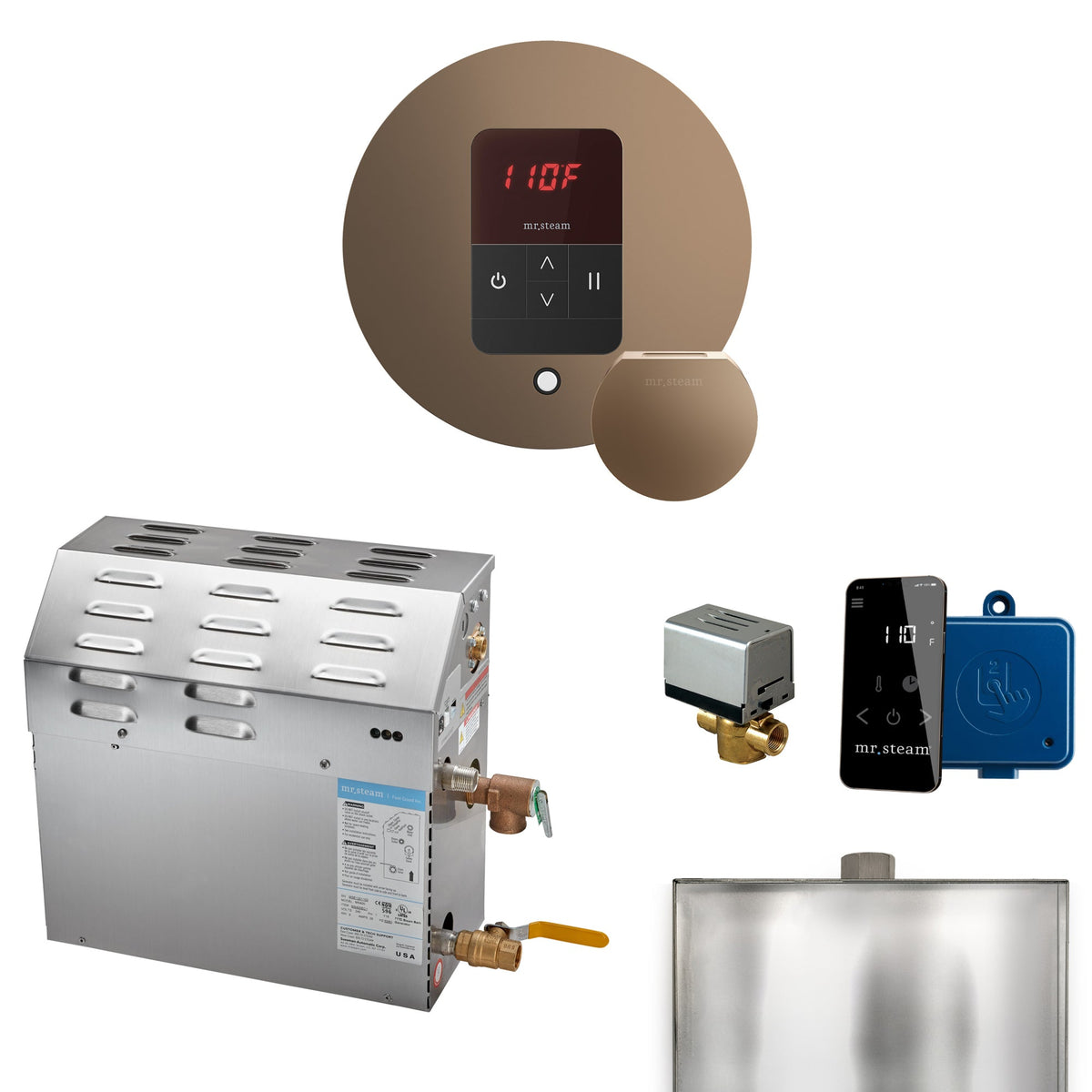 Mr. Steam Super Steam Shower Generator Package – 10, 12 or 15kW 240V with iTempo Control, Designer Steamhead, AutoFlush & SteamLinx