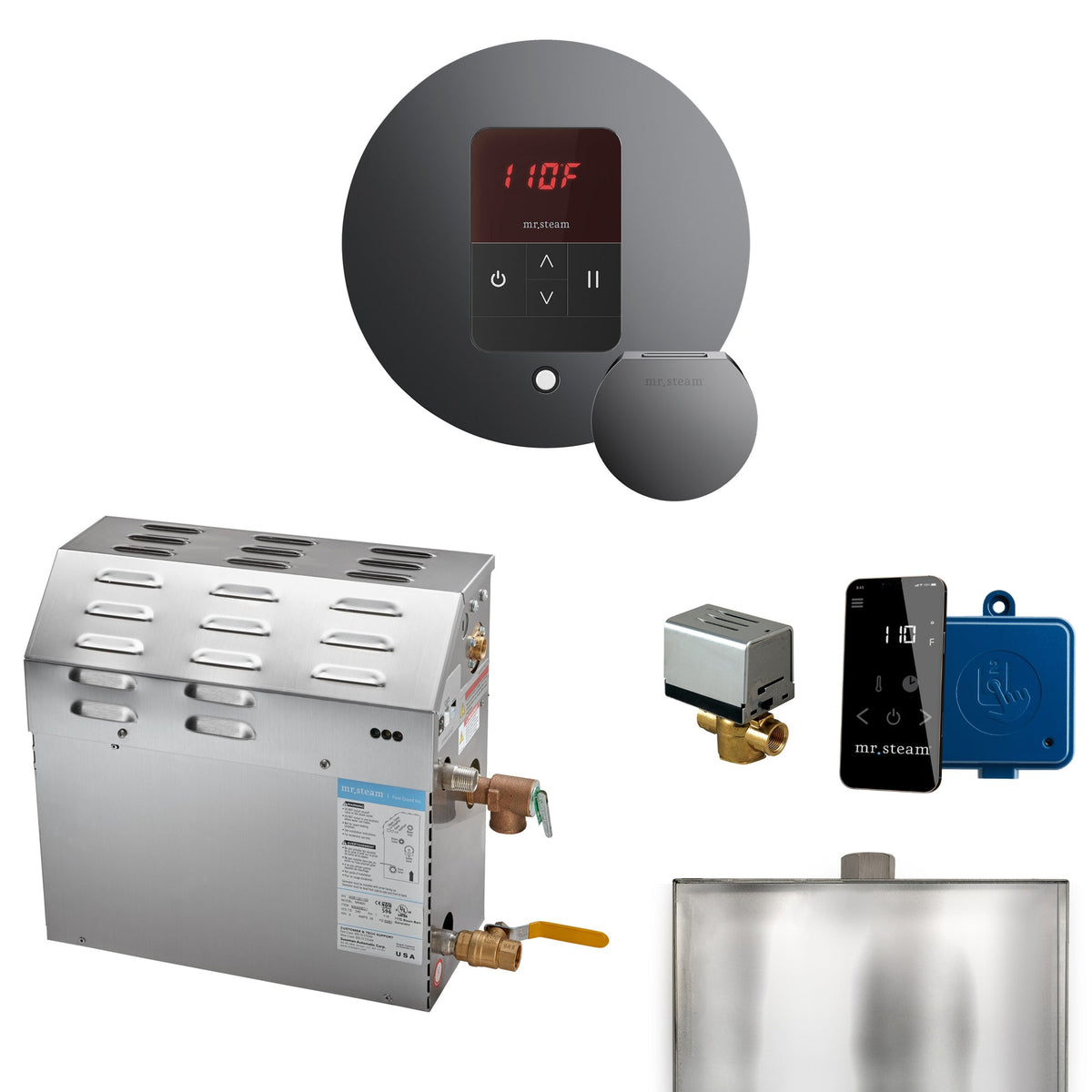 Mr. Steam Super Steam Shower Generator Package – 10, 12 or 15kW 240V with iTempo Control, Designer Steamhead, AutoFlush & SteamLinx