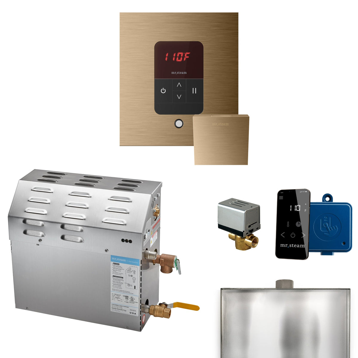 Mr. Steam Super Steam Shower Generator Package – 10, 12 or 15kW 240V with iTempo Control, Designer Steamhead, AutoFlush & SteamLinx