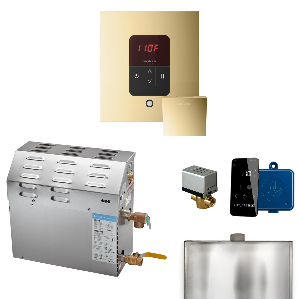 Mr. Steam Super Steam Shower Generator Package – 10, 12 or 15kW 240V with iTempo Control, Designer Steamhead, AutoFlush & SteamLinx