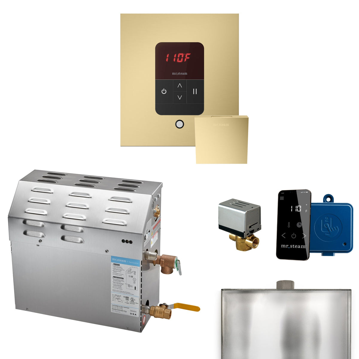 Mr. Steam Super Steam Shower Generator Package – 10, 12 or 15kW 240V with iTempo Control, Designer Steamhead, AutoFlush & SteamLinx