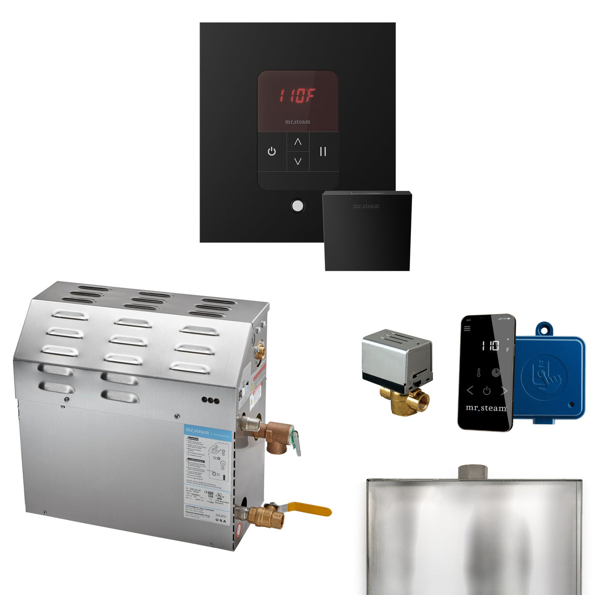 Mr. Steam Super Steam Shower Generator Package – 10, 12 or 15kW 240V with iTempo Control, Designer Steamhead, AutoFlush & SteamLinx