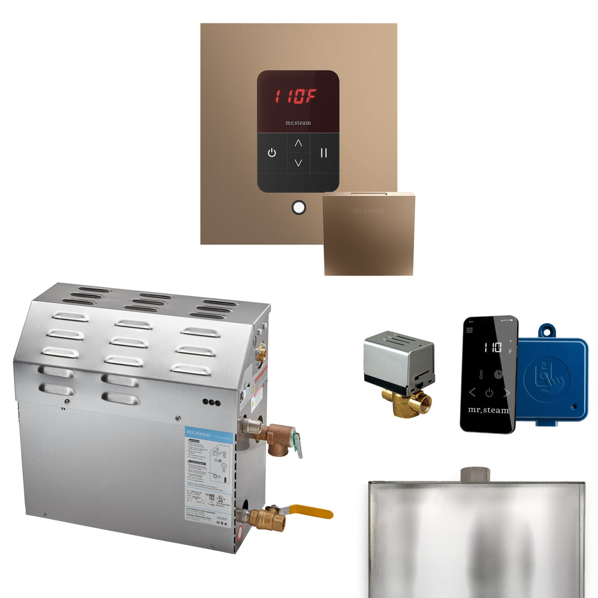 Mr. Steam Super Steam Shower Generator Package – 10, 12 or 15kW 240V with iTempo Control, Designer Steamhead, AutoFlush & SteamLinx