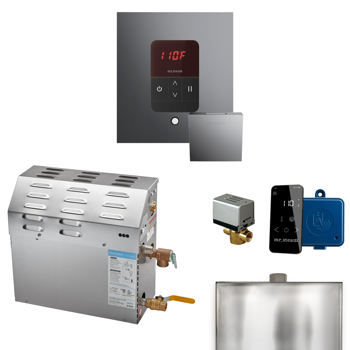 Mr. Steam Super Steam Shower Generator Package – 10, 12 or 15kW 240V with iTempo Control, Designer Steamhead, AutoFlush & SteamLinx