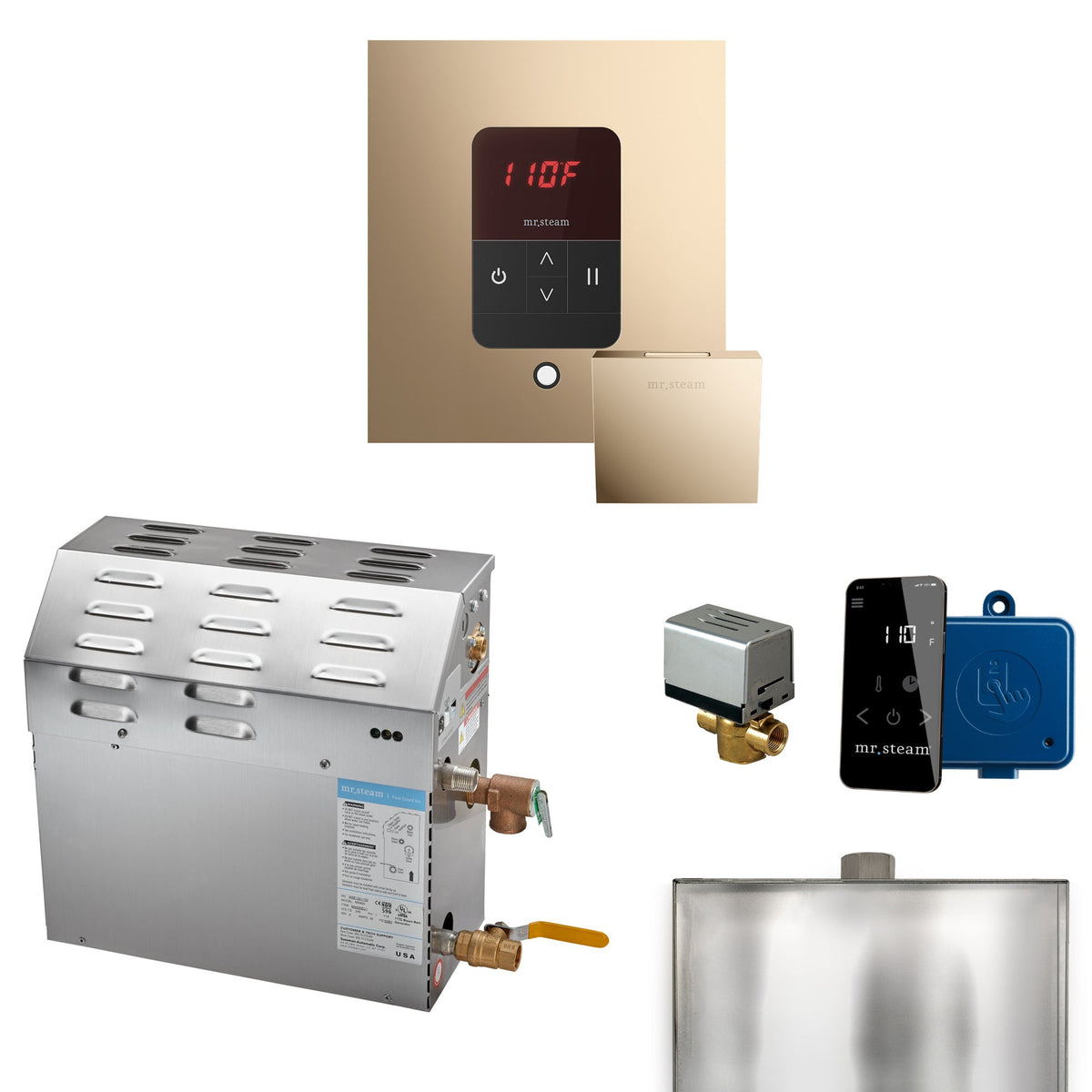 Mr. Steam Super Steam Shower Generator Package – 10, 12 or 15kW 240V with iTempo Control, Designer Steamhead, AutoFlush & SteamLinx