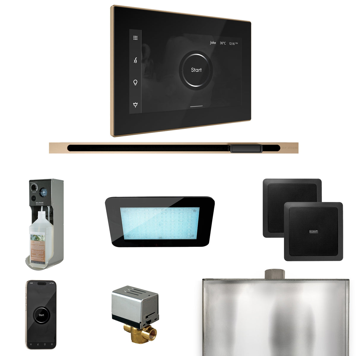 Mr. Steam XDream Linear Steam Shower Package – iSteamX, Linear Steamhead, AudioX, ChromaSteam, AromaSteam & AutoFlush for MS & Super Generators