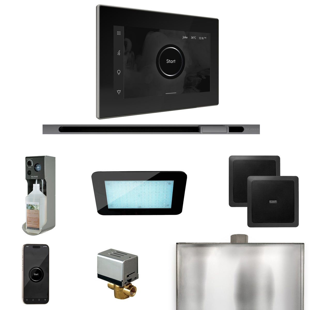 Mr. Steam XDream Linear Steam Shower Package – iSteamX, Linear Steamhead, AudioX, ChromaSteam, AromaSteam & AutoFlush for MS & Super Generators