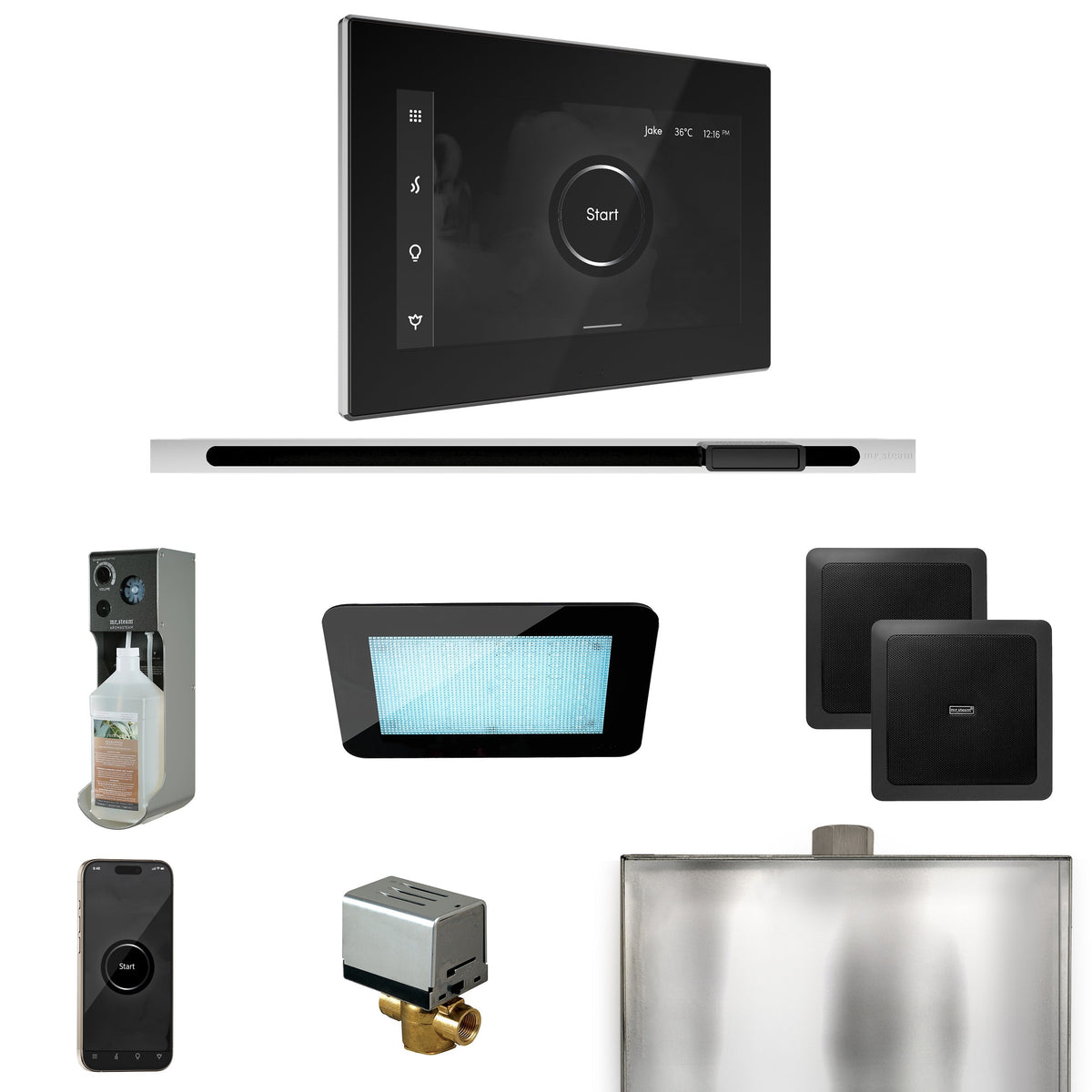 Mr. Steam XDream Linear Steam Shower Package – iSteamX, Linear Steamhead, AudioX, ChromaSteam, AromaSteam & AutoFlush for MS & Super Generators