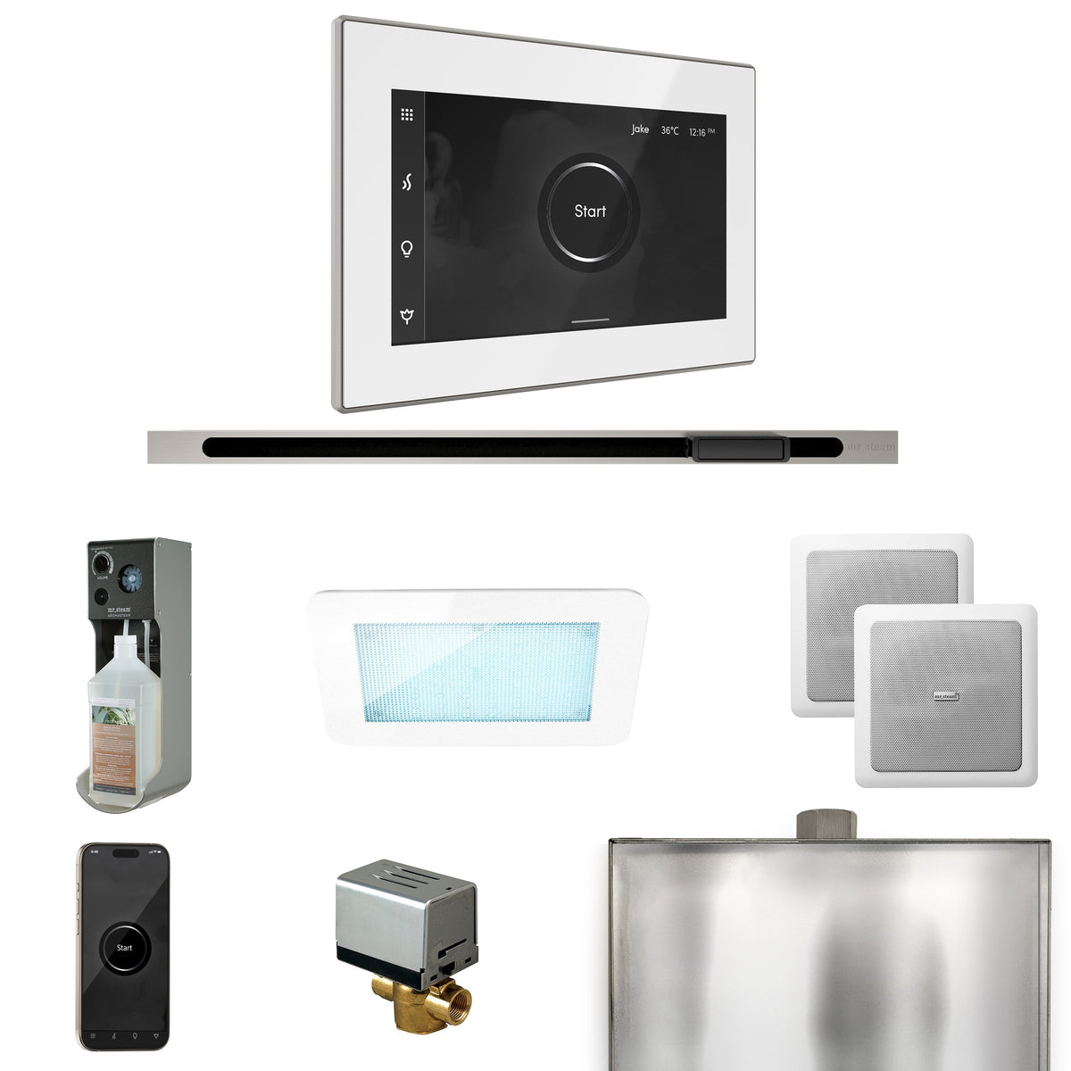Mr. Steam XDream Linear Steam Shower Package – iSteamX, Linear Steamhead, AudioX, ChromaSteam, AromaSteam & AutoFlush for MS & Super Generators