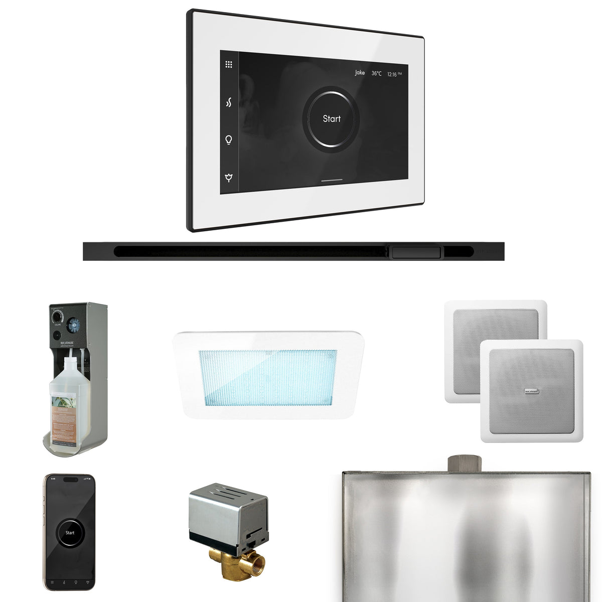 Mr. Steam XDream Linear Steam Shower Package – iSteamX, Linear Steamhead, AudioX, ChromaSteam, AromaSteam & AutoFlush for MS & Super Generators