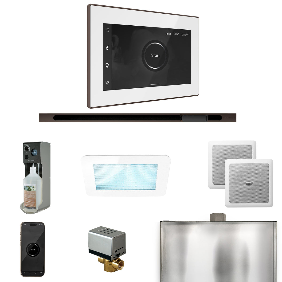 Mr. Steam XDream Linear Steam Shower Package – iSteamX, Linear Steamhead, AudioX, ChromaSteam, AromaSteam & AutoFlush for MS & Super Generators