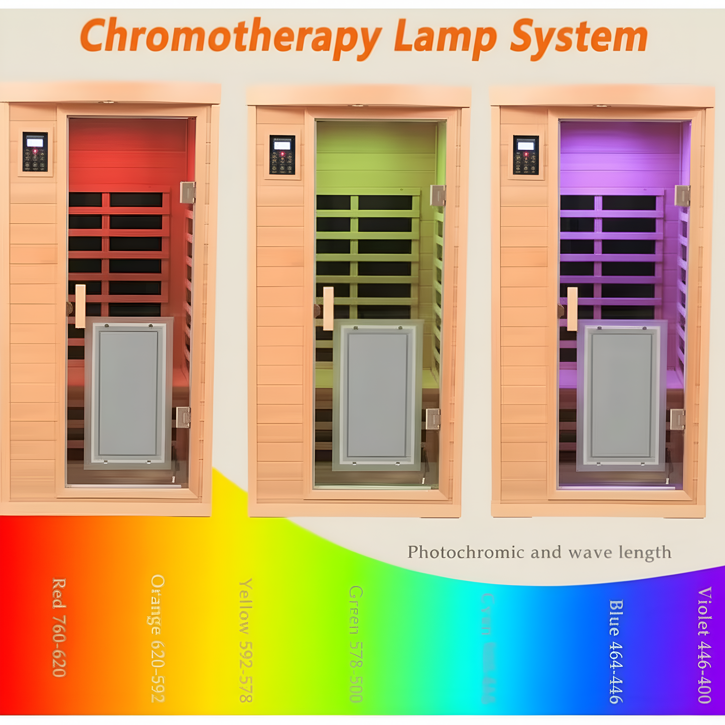 Moray 1-Person Indoor Hemlock Infrared Sauna with 8 Far-Infrared Carbon Crystal Heaters and Chromotherapy