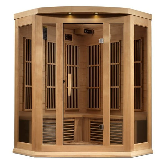 Maxxus "Chaumont Edition" 3-Person Corner Near Zero EMF FAR Infrared Sauna with Canadian Hemlock