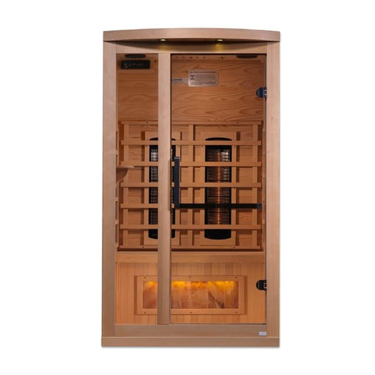 Golden Designs "Reserve Edition" 1-2 Person Full Spectrum PureTech™ Near Zero EMF Infrared Sauna with Himalayan Salt Bar