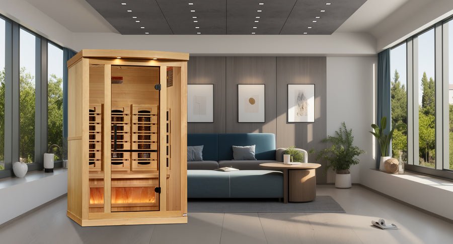Golden Designs "Reserve Edition" 2-Person Full Spectrum PureTech™ Near Zero EMF Infrared Sauna with Himalayan Salt Bar