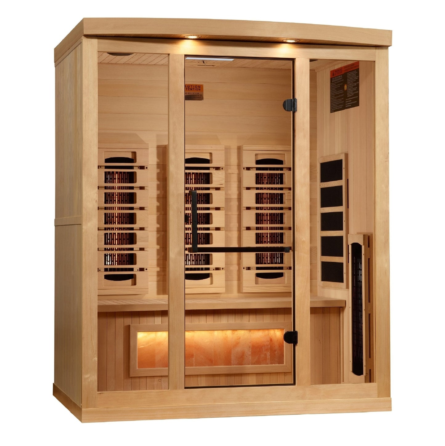 Golden Designs "Reserve Edition" 3-Person Full Spectrum PureTech™ Near Zero EMF Infrared Sauna with Himalayan Salt Bar