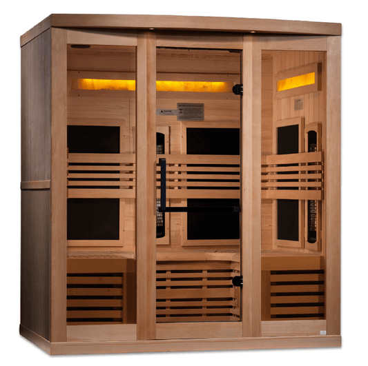 Golden Designs "Reserve Edition" 6-Person Full Spectrum PureTech™ Near Zero EMF FAR Infrared Sauna with Himalayan Salt Bar & Canadian Hemlock