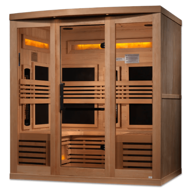 Golden Designs "Reserve Edition" 6-Person Full Spectrum PureTech™ Near Zero EMF FAR Infrared Sauna with Himalayan Salt Bar & Canadian Hemlock