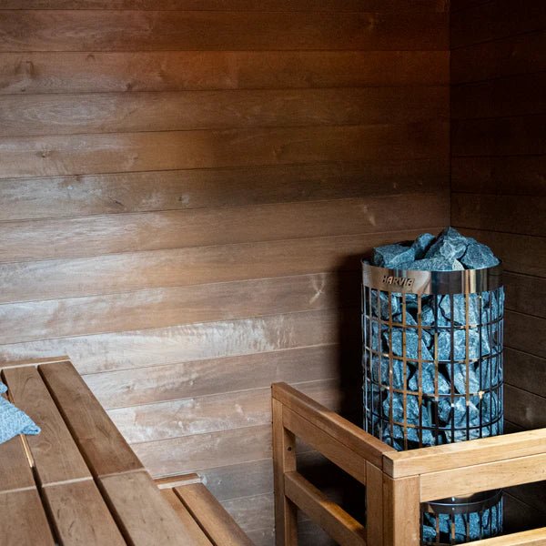 Harvia Cilindro Half Series 8kW Stainless Steel Sauna Heater at 240V 1PH with Built-In Time and Temperature Controls