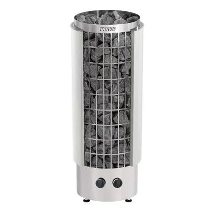 Harvia Cilindro Half Series 9kW Stainless Steel Sauna Heater at 240V 1PH with Built-In Time and Temperature Controls