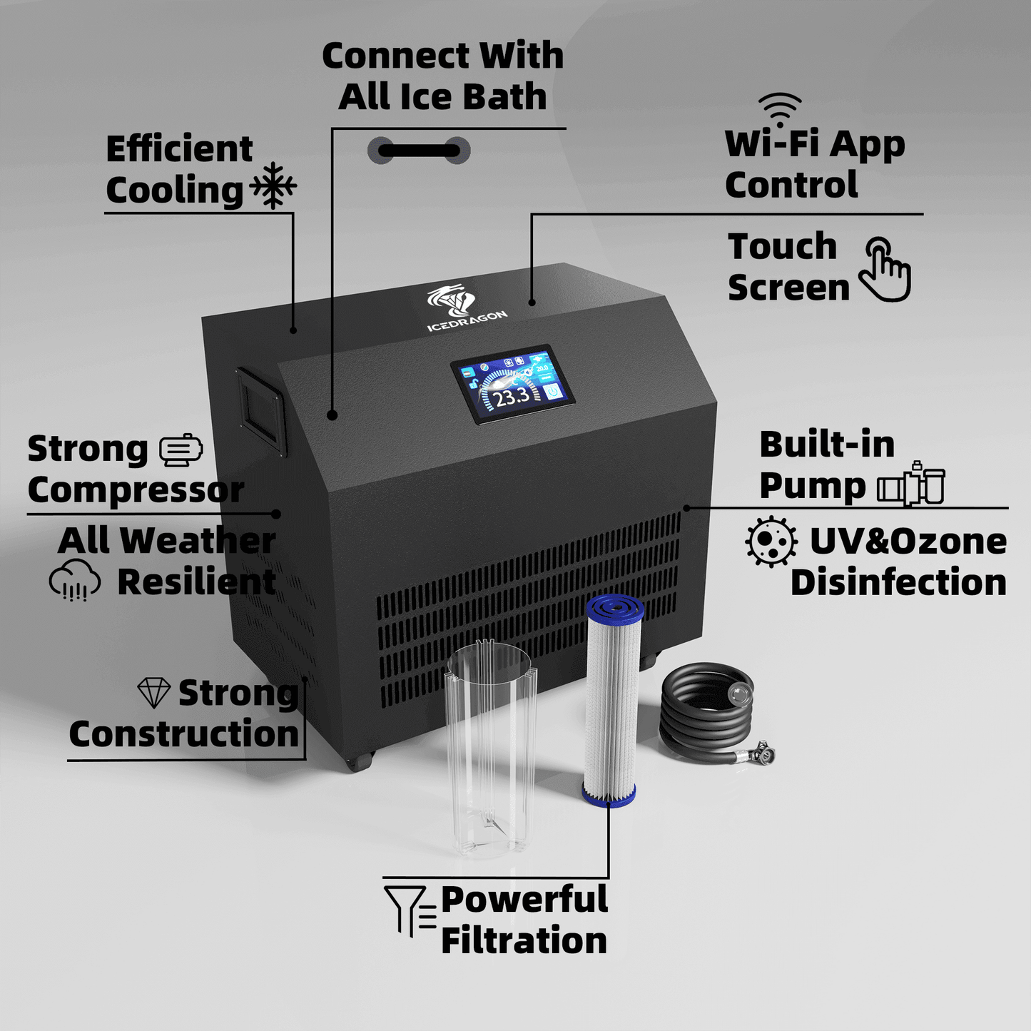 Ice Dragon Water Chiller for Ice Bath 1HP with Wi-Fi