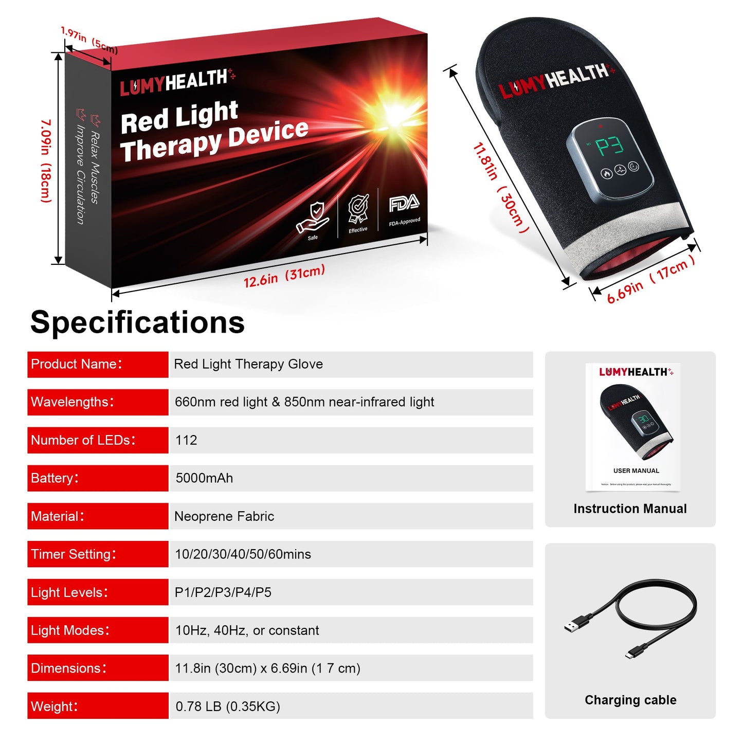 LumyHealth Red & Infrared Light Therapy Glove
