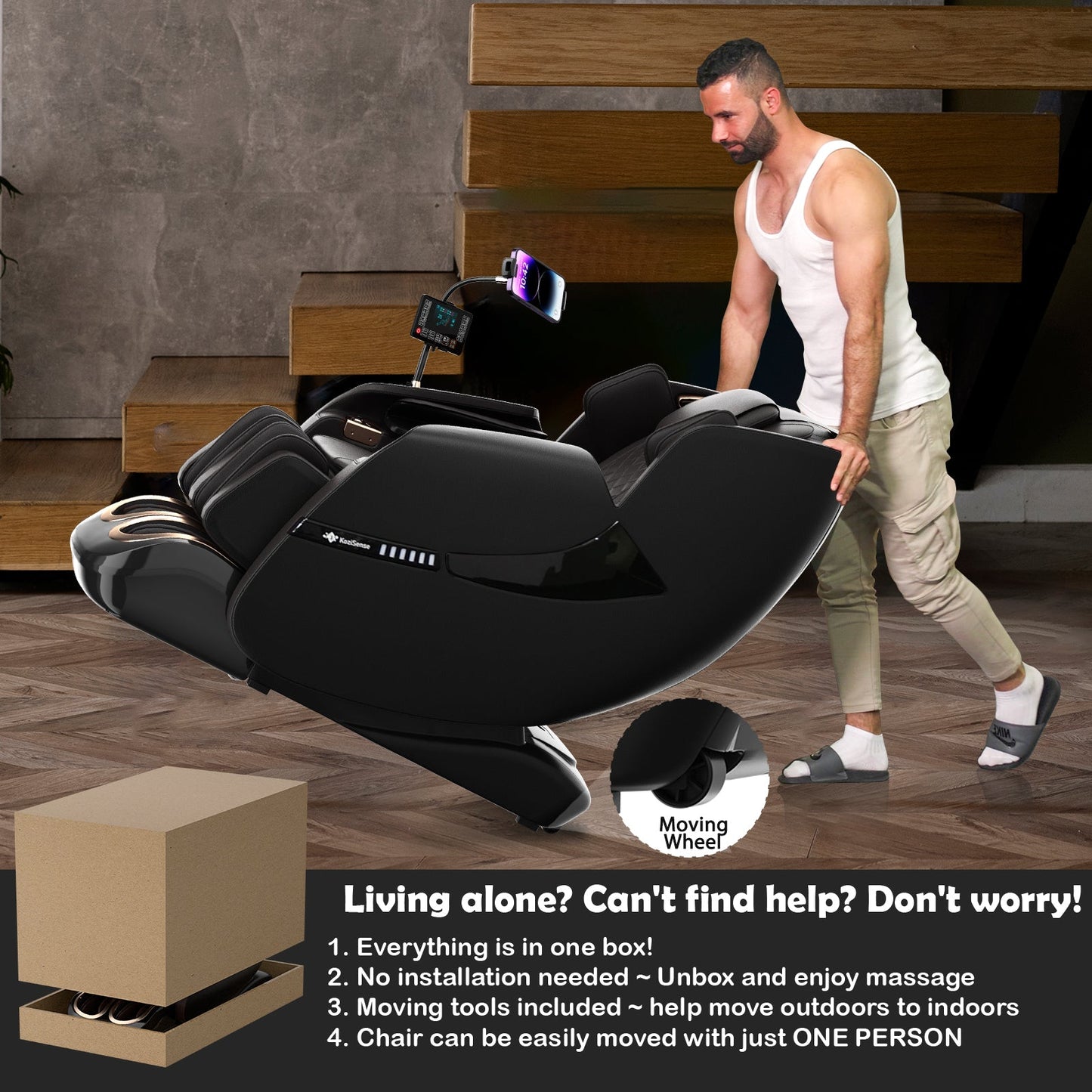 KoziSense KZ-A18 3D SL-track Massage Chair 2026 Upgraded - (All Black)